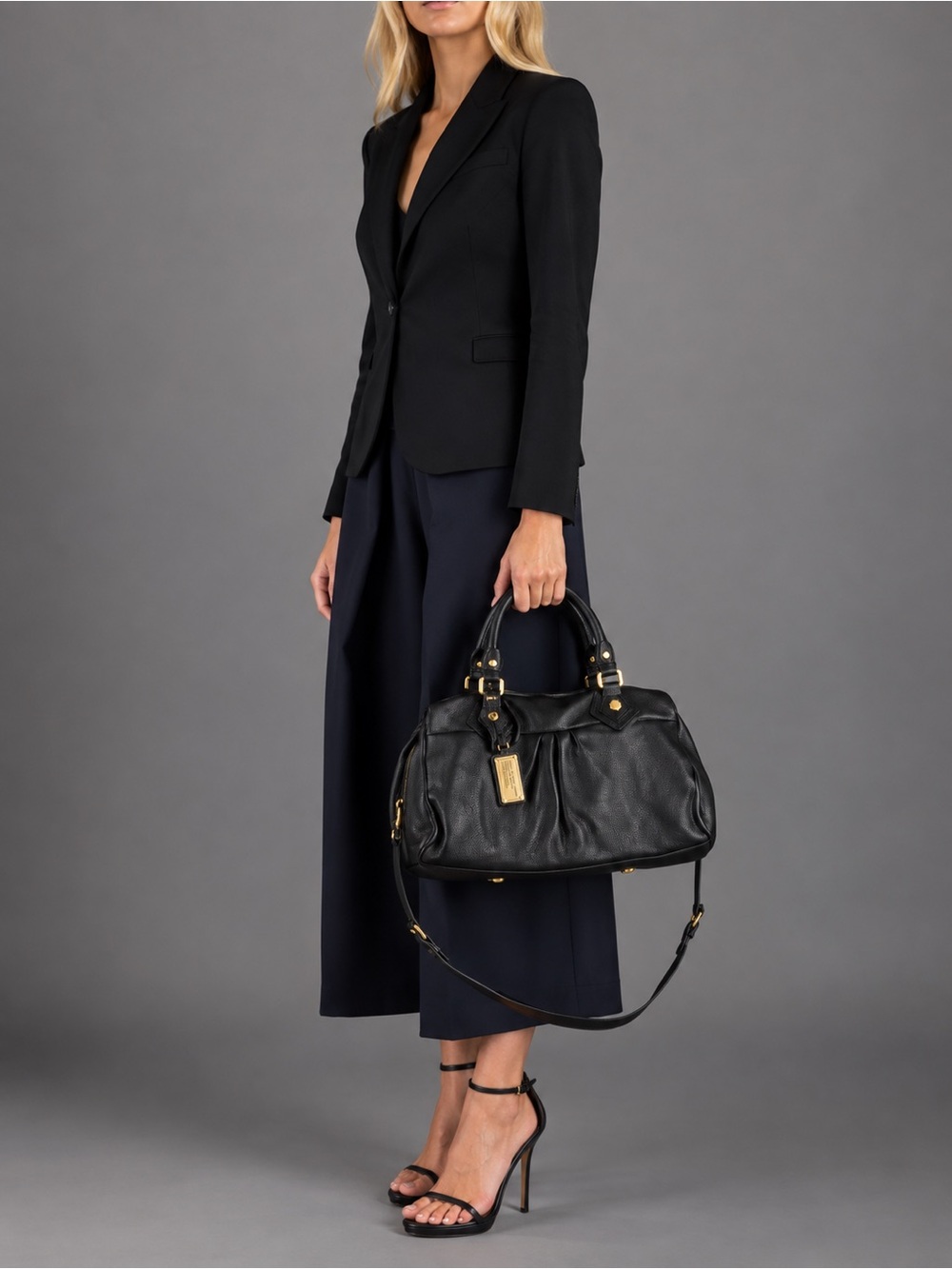 Marc by Marc Jacobs Classic Q Baby Groovee Black Leather Satchel Bag Large